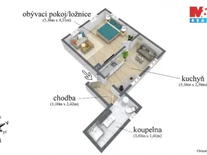 Pronájem bytu 1+1, Benešov nad Ploučnicí, Palackého, 40 m2