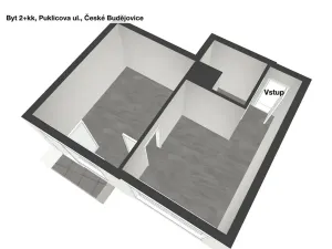 Pronájem bytu 2+kk, České Budějovice, Puklicova, 39 m2
