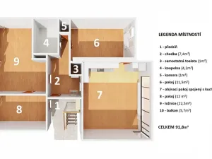 Pronájem bytu 4+kk, Praha, Gončarenkova, 92 m2