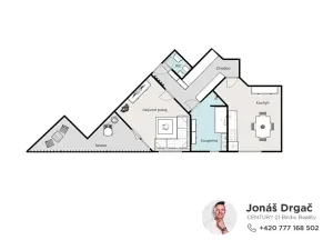 Pronájem bytu 2+kk, Praha - Hostivař, Pražská, 54 m2