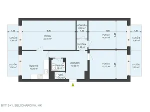 Pronájem bytu 3+1, Hradec Králové, Selicharova, 98 m2