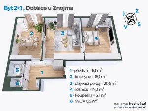 Prodej bytu 2+1, Dobšice, Znojemská, 63 m2