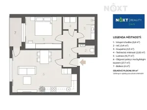 Pronájem bytu 2+kk, Brno, Jižní, 59 m2