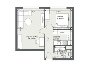 Prodej bytu 2+1, Praha - Kamýk, Písnická, 40 m2