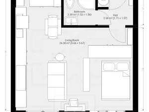 Pronájem bytu 1+kk, Praha - Letňany, Malkovského, 33 m2