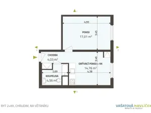 Pronájem bytu 2+kk, Chrudim, Na Větrníku, 41 m2