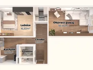 Prodej bytu 2+1, Brno, Stará osada, 68 m2