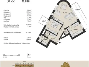 Prodej bytu 3+kk, Brno, Podveská, 81 m2