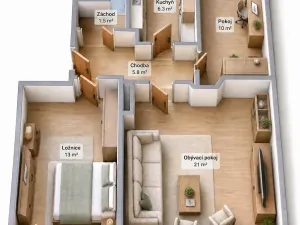 Prodej bytu 3+1, Chrášťany, 66 m2