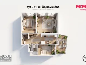 Prodej bytu 3+1, Hradec Králové, Čajkovského, 85 m2