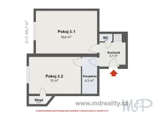 Prodej bytu 2+1, Praha - Libeň, Na žertvách, 46 m2