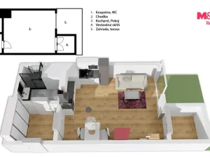 Pronájem bytu 1+kk, Praha - Vinohrady, Polská, 34 m2
