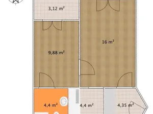 Pronájem bytu 2+kk, Praha - Střešovice, Za Hládkovem, 40 m2