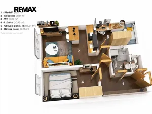 Pronájem bytu 3+kk, Slaný, Vikova, 42 m2