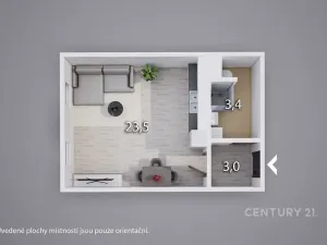 Prodej bytu 1+kk, Ústí nad Labem, Obvodová, 32 m2