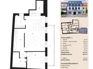 Prodej bytu 2+kk, Bystřice nad Pernštejnem, Masarykovo náměstí, 64 m2