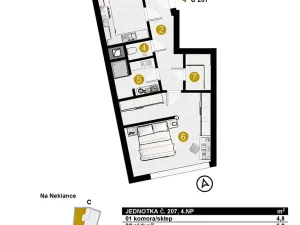 Prodej bytu 2+kk, Praha - Smíchov, Na Neklance, 62 m2