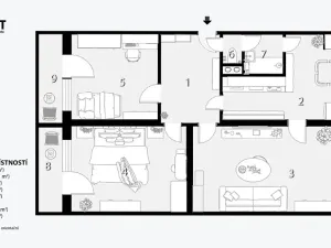 Prodej bytu 3+1, Hrušovany u Brna, Sídliště, 73 m2