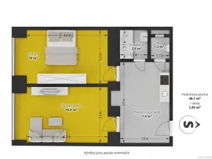 Prodej bytu 2+kk, Praha - Vysočany, Novovysočanská, 48 m2