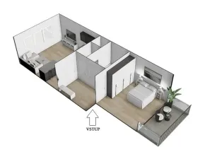 Pronájem bytu 2+kk, Brno - Židenice, Porhajmova, 56 m2