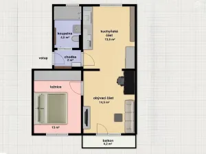 Pronájem bytu 2+1, Brno, Dvorského, 48 m2