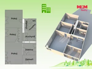 Prodej bytu 3+1, Vsetín, Lázky, 86 m2