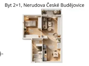 Prodej bytu 2+1, České Budějovice, Nerudova, 56 m2