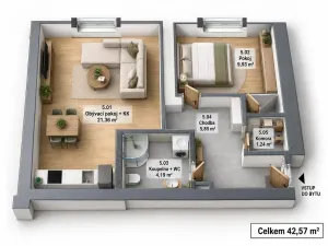 Prodej bytu 2+kk, Kaznějov, Střední, 43 m2