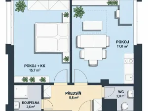 Prodej bytu 2+kk, Praha - Hostivař, Hornoměcholupská, 45 m2