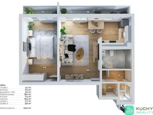 Prodej bytu 2+1, Osek, Hrdlovská, 63 m2