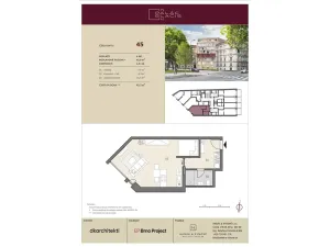 Prodej bytu 1+kk, Brno, Koliště, 43 m2