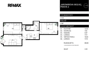 Prodej bytu 3+1, Praha - Nusle, Jaromírova, 80 m2