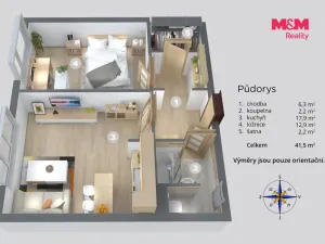Prodej bytu 2+kk, Ústí nad Labem - Severní Terasa, Šrámkova, 40 m2