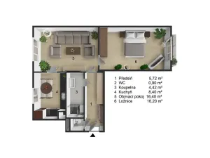 Prodej bytu 2+1, Teplice, Štúrova, 56 m2
