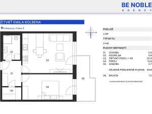 Pronájem bytu 2+kk, Praha - Vysočany, Fafkových, 54 m2