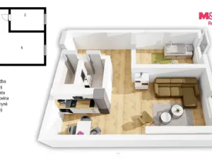 Prodej bytu 2+kk, Králův Dvůr, Nad Stadionem, 43 m2