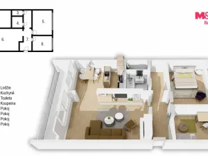 Prodej bytu 3+1, Praha - Střížkov, Rumburská, 64 m2