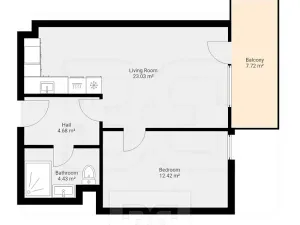 Pronájem bytu 2+kk, České Budějovice, Generála Klapálka, 55 m2