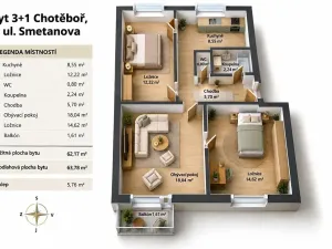 Prodej bytu 3+1, Chotěboř, Smetanova, 62 m2
