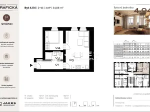 Pronájem bytu 2+kk, Praha - Smíchov, Grafická, 35 m2