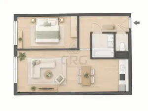 Prodej bytu 2+kk, Libčice nad Vltavou, Pod Saharou, 45 m2