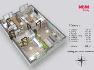 Prodej bytu 3+1, Bílina - Teplické Předměstí, Sídliště Za Chlumem, 65 m2