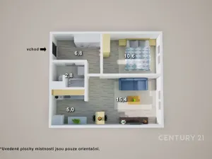 Pronájem bytu 2+kk, Teplice, V závětří, 41 m2