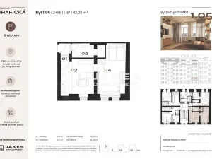 Prodej bytu 2+kk, Praha - Smíchov, Grafická, 42 m2