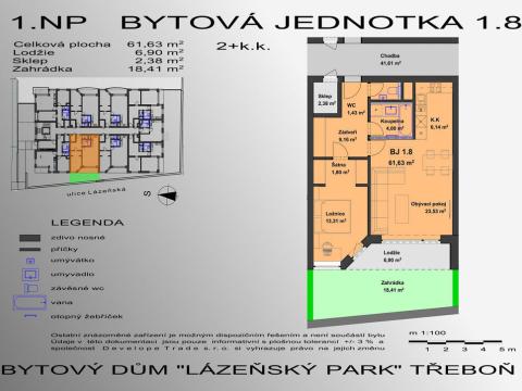 Prodej bytu 2+kk, Třeboň - Třeboň II, Lázeňská, 64 m2