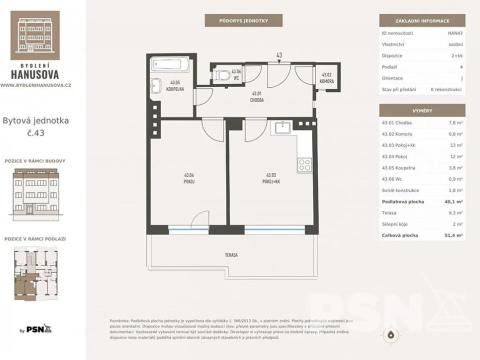 Prodej bytu 2+kk, Praha - Michle, Hanusova, 40 m2