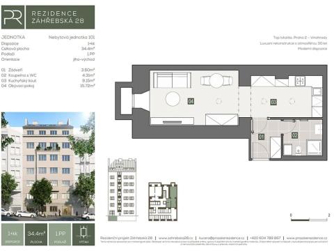 Prodej ubytování, Praha - Vinohrady, Záhřebská, 34 m2
