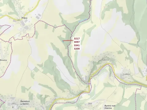 Dražba lesa, Benešov u Semil, 1649 m2