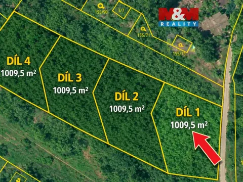 Prodej louky, Velké Popovice, 1009 m2