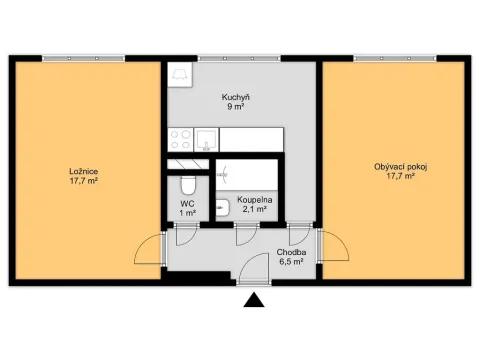 Pronájem bytu 2+1, Kralupy nad Vltavou - Lobeček, Štefánikova, 56 m2